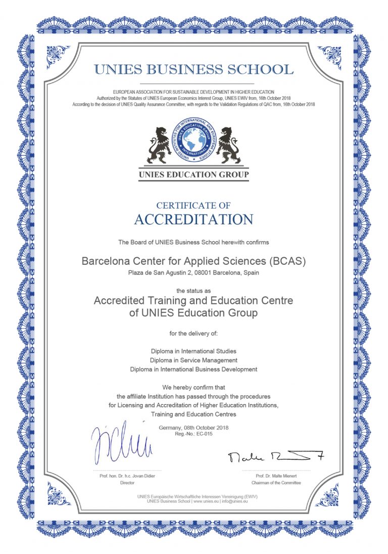 BCAS: Accredited Partner of UNIES Education Group - Barcelona Center ...